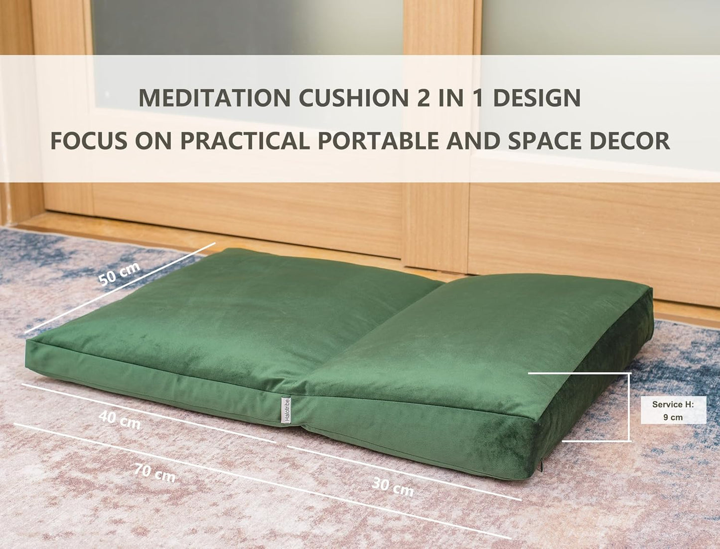 Meditation Cushion,Velvet Meditation Pillow and Zabuton 2-in-1 Portable Design(50 * 70CM). (Dark Gray, Service H：9cm)