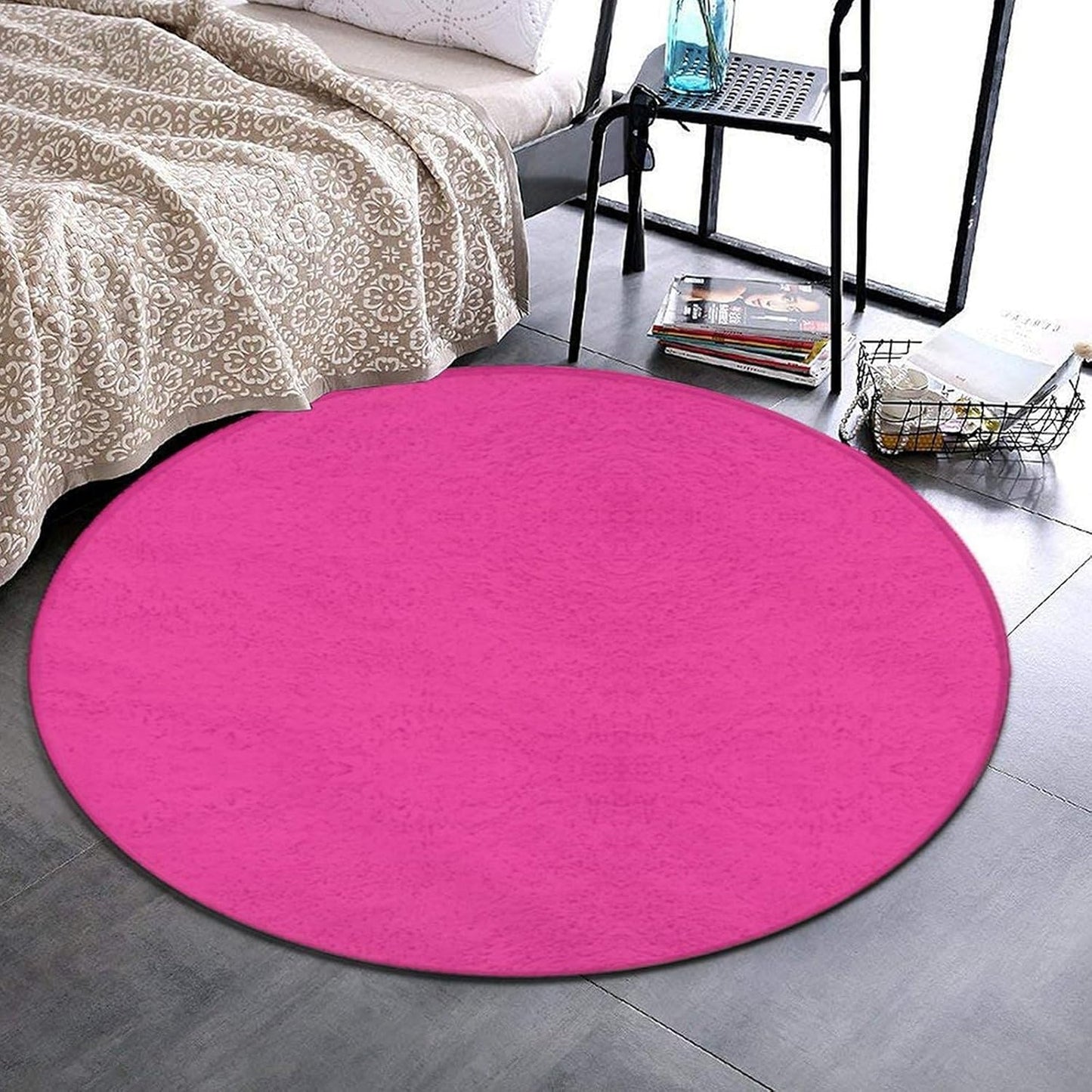 Machine Washable Modern Round Area Rug, Room Sofa Yoga Soft Round Carpet, Home Decor Non Slip Kitchen Office Circle Rug Grey, 24inch