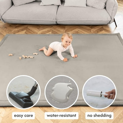 Hakuna Matte CloudSoft Mat for Floor 60" x 80" Beige – Coral Velvet Memory Foam Rug – Non-Slip, Water-Resistant