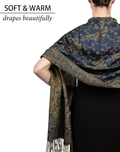 Achillea Reversible Paisley Pashmina Rave Scarf – Exotic Indian Shawls and Wraps for Evening Dresses, Festivals, All Seasons - Colors B