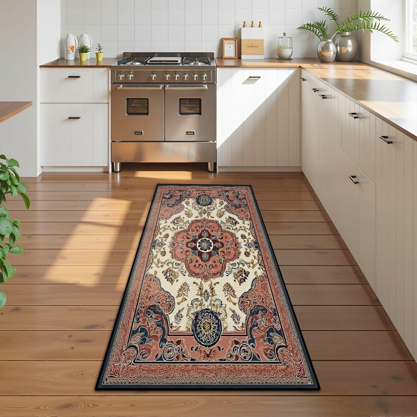 Runner Rug Washable 2x8 Leopard Print Seamless Leopard Skin Fashionable Cheetah Fur Non-Slip Hallway Area Rug Indoor Outdoor Home Decor for Entryway Bathroom Kitchen Carpet Yoga Floor Mat