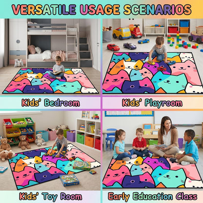 Black Girl Area Rug for Bedroom African American Rugs for Room Princess Carpet Kids Rugs for Bedroom African Girls Carpet for Living Room Teen Girls Yoga Mats, Pink, 4'×5'
