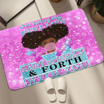 Black Girl Area Rug for Bedroom African Black Girls Floor Rugs for Living Room Playroom Cartoon Art Home Decor Soft Yoga Mats for Women Afro Purple 47" x 31" (2.7 x 3 Feet)