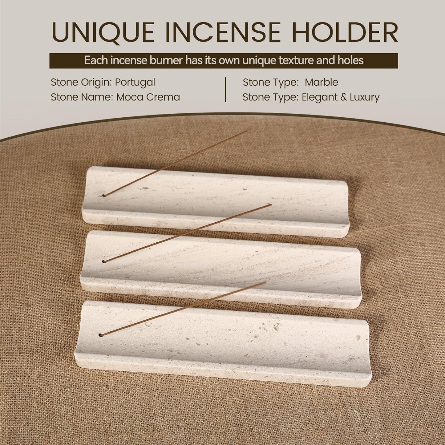 Koville Marble Incense Holder, Incense Holder for Sticks, Incense Sticks Holder Ash Catcher for Meditation Yoga SPA, Natural Stone Incense Burner, Home Table Decor (Green)