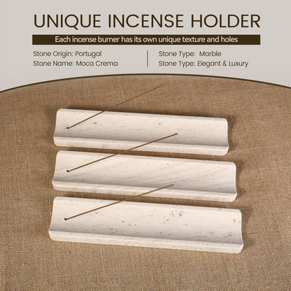 Koville Marble Incense Holder, Incense Holder for Sticks, Incense Sticks Holder Ash Catcher for Meditation Yoga SPA, Natural Stone Incense Burner, Home Table Decor (Green)