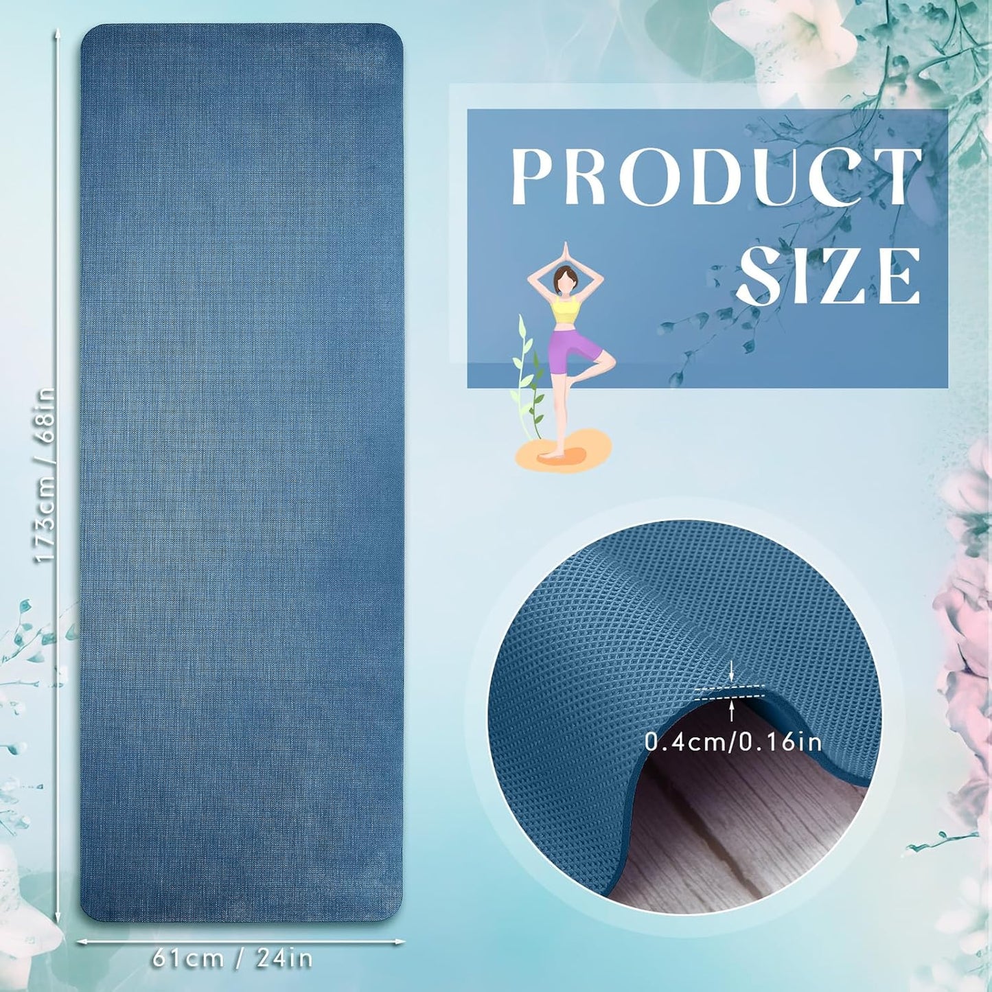 Timgle 12 Pack Yoga Mat Bulk, 4mm Thick Extra Long Sports Mat Anti Slip Tear Resistant Yoga Exercise Set for Fitness Stretching Home Workout Gym and Studio