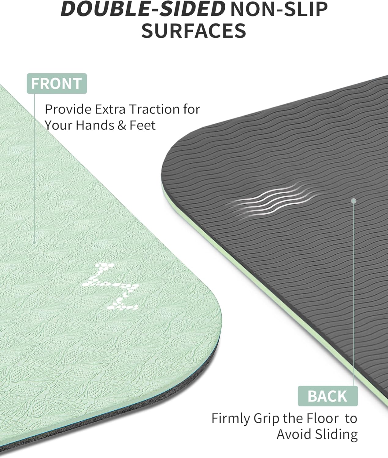 CAMBIVO Yoga Mat 72" x 48" Large Workout Mat for Home Gym Flooring | 6mm-12mm (0.24"-0.48") Extra Thick Exercise Mat for Apartment Fitness | High-Density TPE Cushioning for Joint Protection