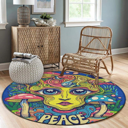 Home Decor Non Slip Kitchen Office Circle Rug, Machine Washable Modern Round Area Rug, Room Sofa Yoga Soft Round Carpet Purple Galaxy Trippy Space Astronaut Art, 36inch