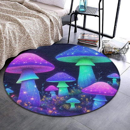 Soft Round Yoga Carpet, Office Chair Decor Round Mat for Carpet and Hardwood Floors Purple Butterfly