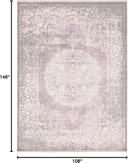Unique Loom New Classical Collection Area Rug - Olwen (4'Round, Purple/ Gray)