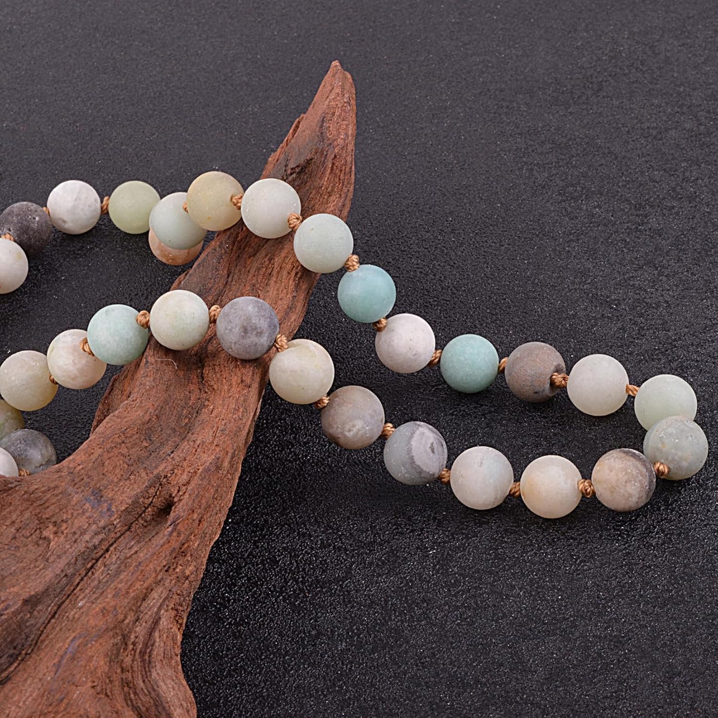 KIKILA Mala Beads 108 Natural Stone GemStones Japamala Yoga Meditation Hand Knotted Beaded Tassel Necklace for Women Men