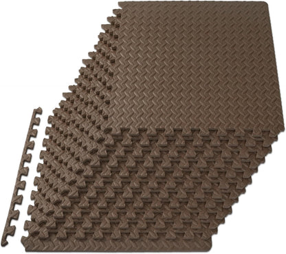 ProsourceFit Exercise Puzzle Mat ½-inch, EVA Interlocking Foam Floor Tiles for Home Gym, Workout Equipment, Kids Play Areas, Black, 24 SQ FT - 6 Tiles