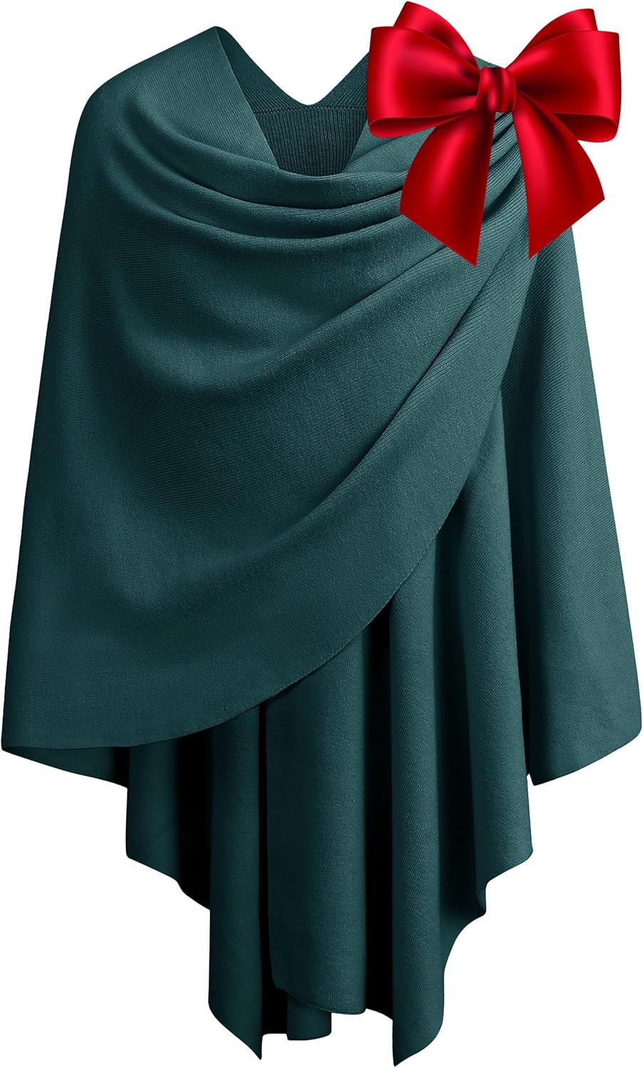 PULI Womens Large Cross Front Poncho Sweater Wrap Topper Knitted Elegant Shawls Cape for Fall Winter