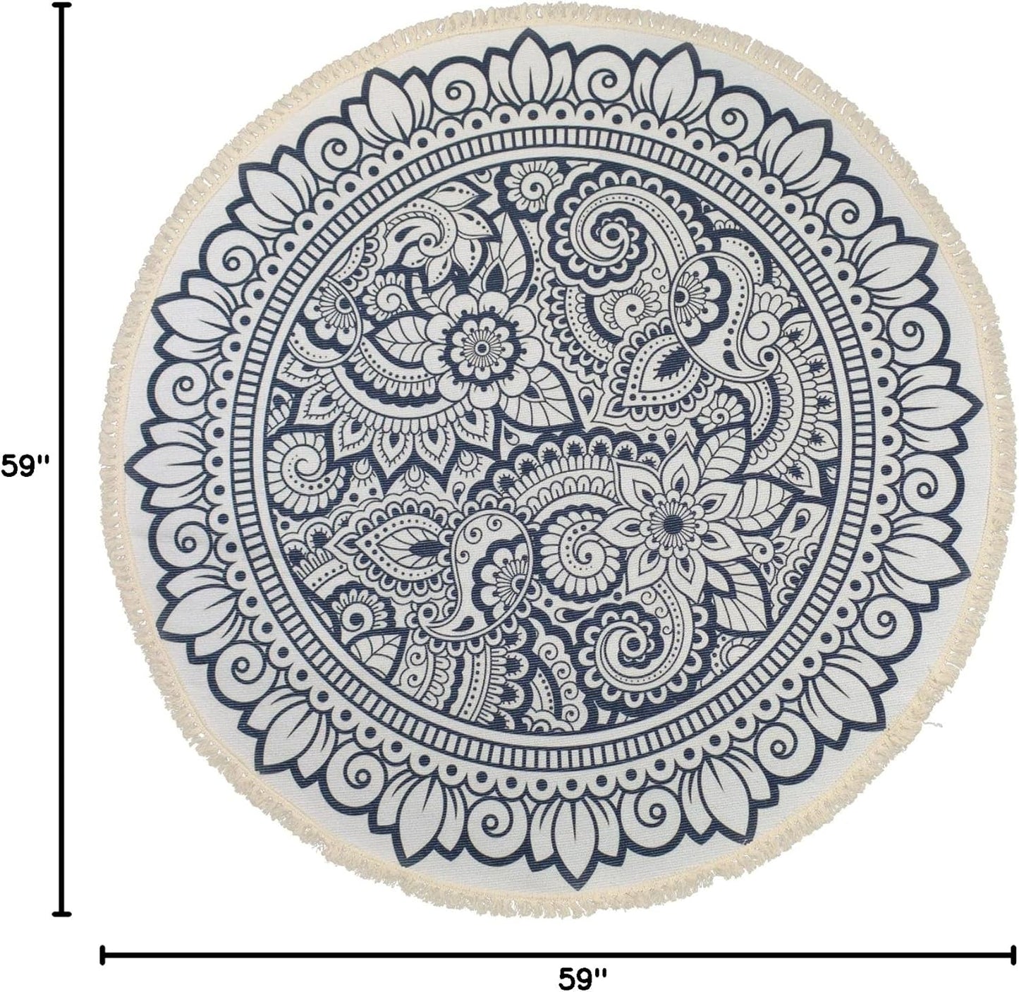 Boho Rug 5Ft Round Bedroom Carpet Circle Nonslip Farmhouse Area Rug Rustic Mandala Floor Mat for Living Room Locker Room Tassel Yoga Throw Rugs Washable Doormat, Purple