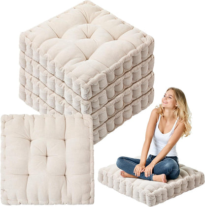 Jerify Floor Pillow Cushions Large Round Square Large Meditation Floor Pillow for Classroom Adult Meditation Picnic Party Seating Learning Daycare School(Square,Mixed Colors,4 Pcs)
