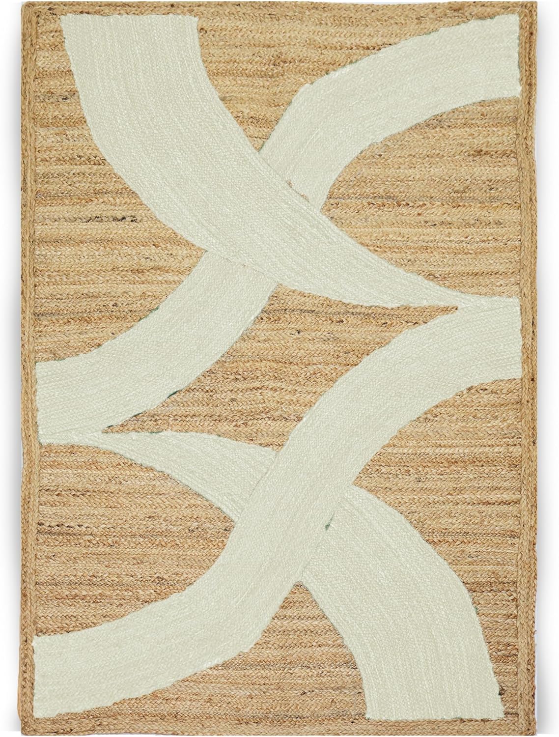 Premium Quality Jute Rug 4x6 Feet Area Rug Natural Fiber Jute Rugs Thick 0.27" Black Abstract Pattern Geometric Rugs for Kids Room, Living Room, Yoga Mat, Indoor Outdoor Carpet - Colors A