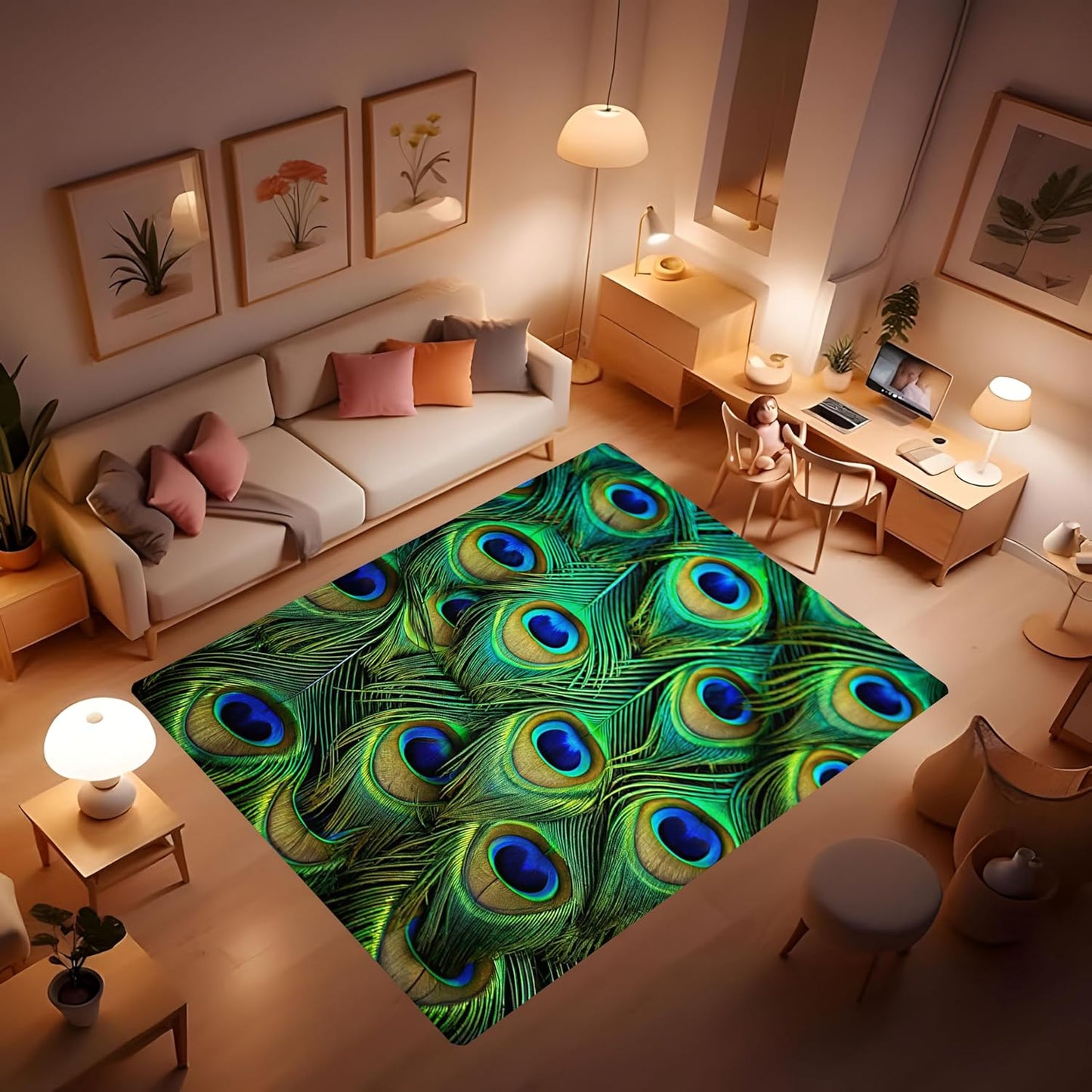 Butterfly Carpet Area Rug - Lovely Butterflies Printed Carpets for Kids Butterfly Theme Living Room Indoor Bedroom Decor Soft Polyester Yoga Mat 2'x3'