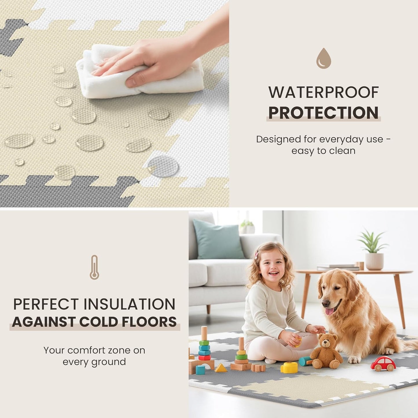 bemaxx Gym Mats Set - 18 pcs EVA Interlocking Foam Floor Tiles (12.6"x12.6"x0.4") 18sqft Protective Gym Flooring Sports Home Workout Exercise Mats Puzzle Garage Fitness Play-Room Pool Treadmill Bike