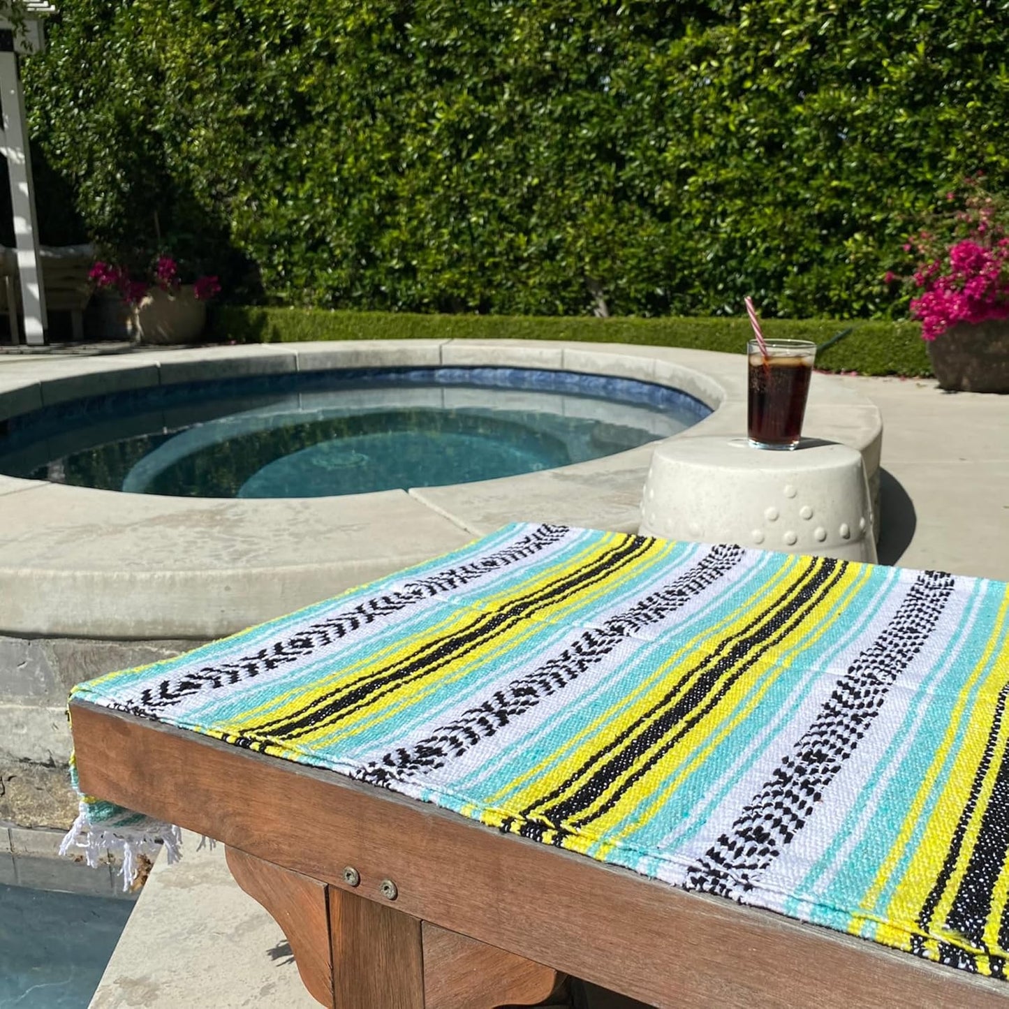 Del Mex Classic Mexican Blanket, Large Authentic Woven Falsa Throw (70"x50"), Artisan Southwest Décor for Beach, Yoga, Outdoors (Lavender)