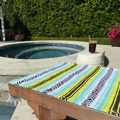 Del Mex Classic Mexican Blanket, Large Authentic Woven Falsa Throw (70"x50"), Artisan Southwest Décor for Beach, Yoga, Outdoors (Lavender)