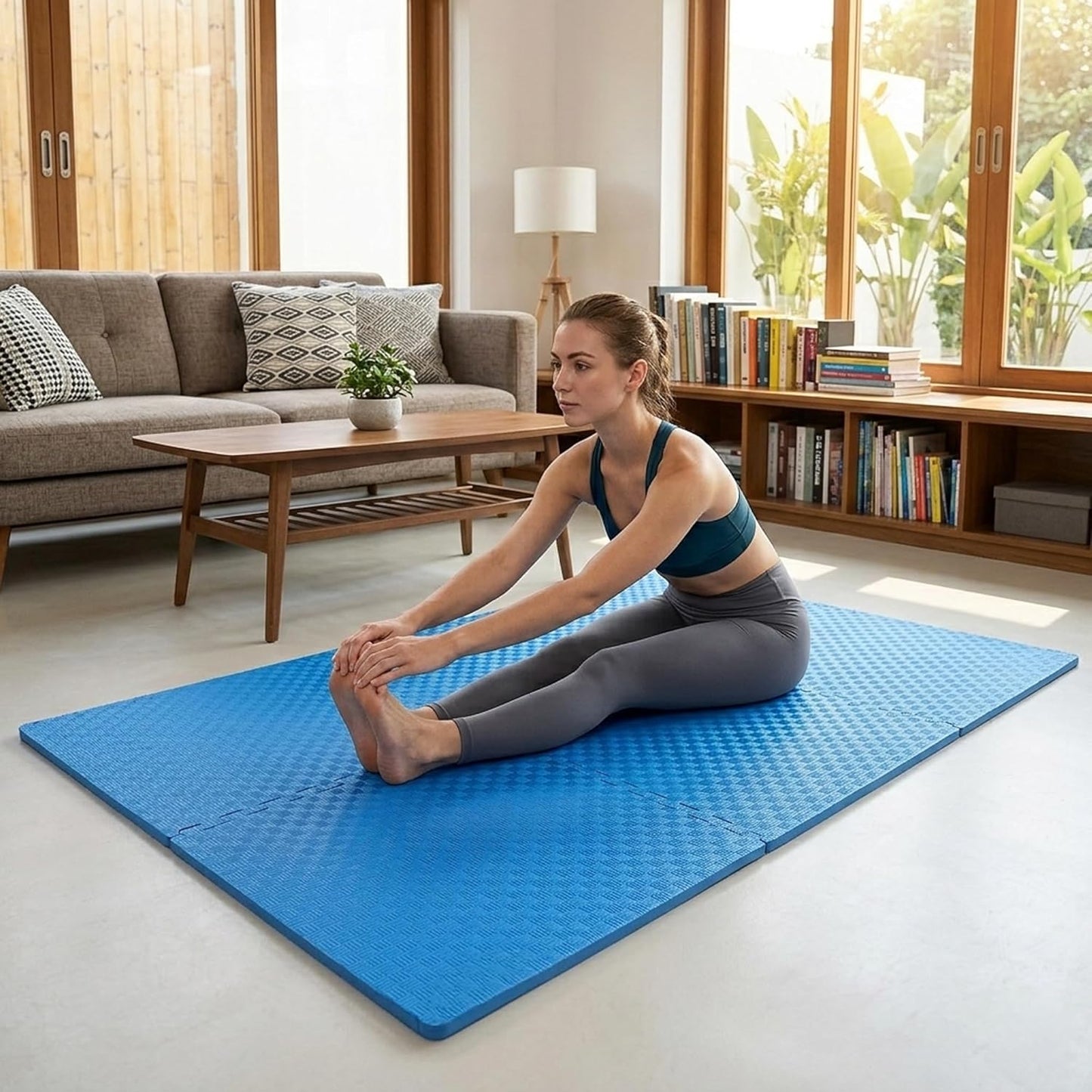 BalanceFrom Puzzle Exercise Mat 1" Thick, EVA Interlocking Foam Floor Tiles for Home Gym, Mat for Home Workout Equipment, Floor Padding for Kids, Black, 24 in x 24 in x 1 in, 24 Sq Ft - 6 Tiles