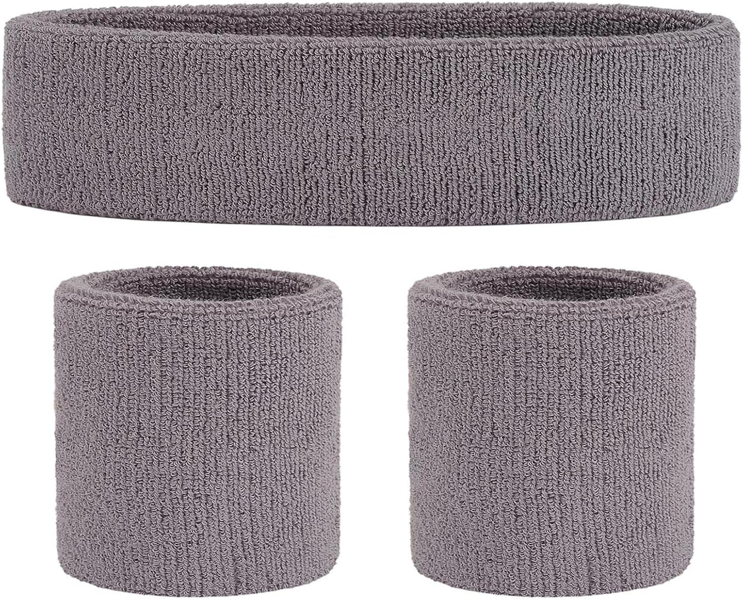 ONUPGO Sweatband Set Sports Headband Wristband Set Sweatbands Terry Cloth Wristband Wrist Sweatband Headbands Moisture Wicking Sweat Absorbing Head Band