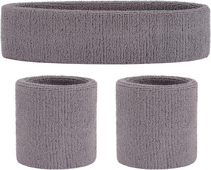 ONUPGO Sweatband Set Sports Headband Wristband Set Sweatbands Terry Cloth Wristband Wrist Sweatband Headbands Moisture Wicking Sweat Absorbing Head Band