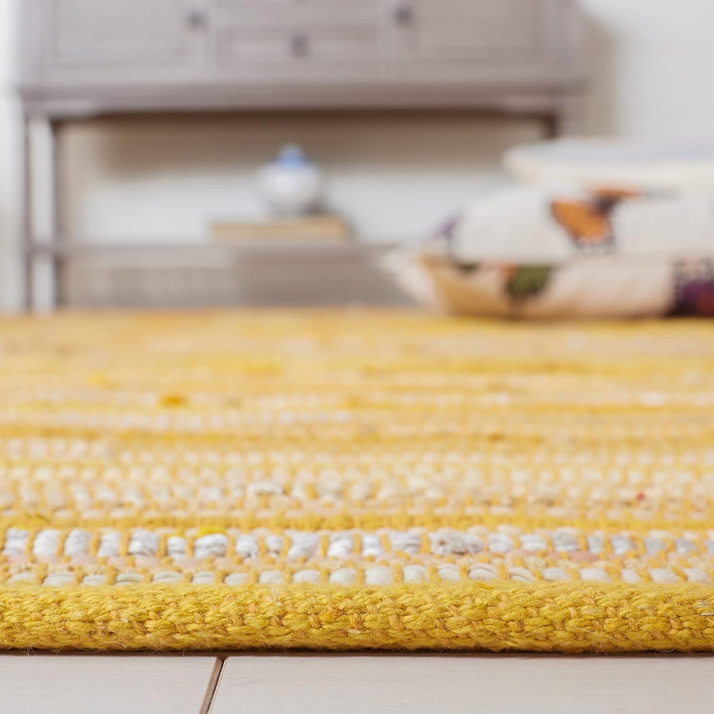 SAFAVIEH Area Rug 3x5 - Rag Rug Collection - Blue & Multi, Handmade Cotton, Boho Stripe Pattern, Ideal for Entryway, Living Room, Bedroom, Dining Space (RAR130B)