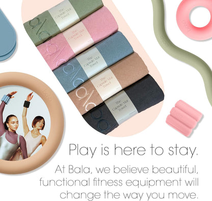 Bala Capsule Mat Towel for Gym, Blush - Slip-Resistant Yoga Mat with Sweat Absorbing Fabric for Pilates, Core Training & Exercise - Home Workout Essentials for Women & Men - Soft, Quick Dry Fitness