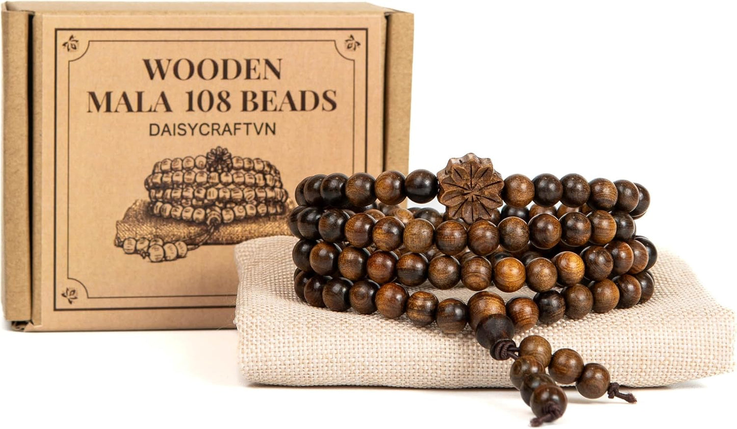108 Mala Beads Prayer Beads, Wooden Bead Bracelet, Meditation Accessories, Bead Bracelet Men, Natural Wood Bead Chain