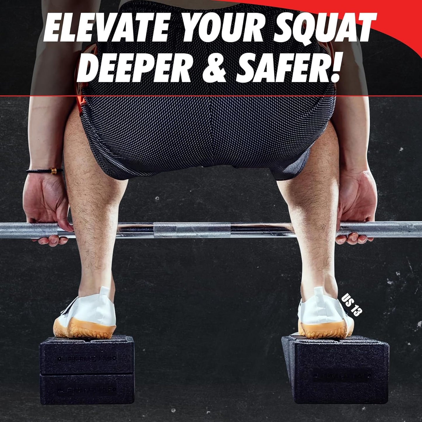 Squat Wedge Block – Heel Elevated Squat Platform for Deep Squats, ATG Training, Ankle Mobility, 4-Angle Adjustable Slant Board for Calf Stretching, Knee Pain Relief, 440 lbs