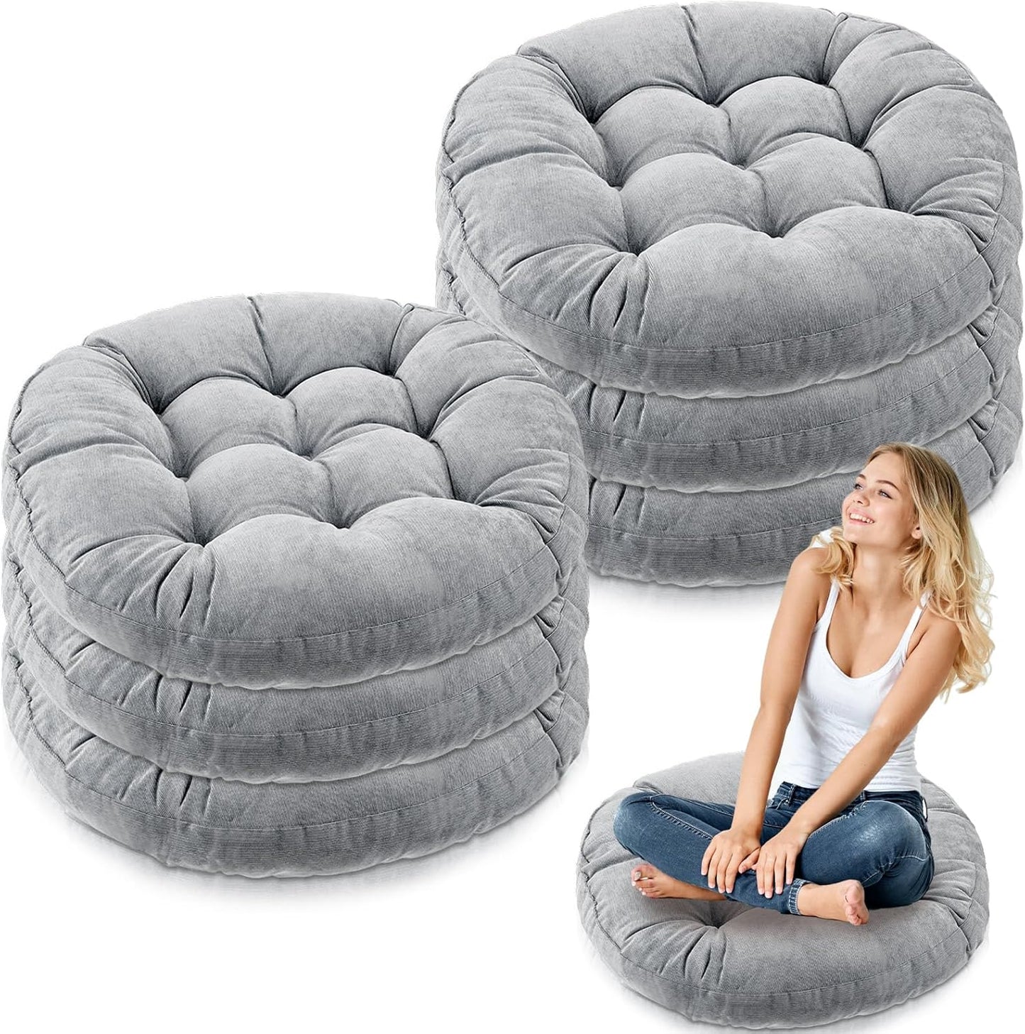 Jerify Floor Pillow Cushions Large Round Square Large Meditation Floor Pillow for Classroom Adult Meditation Picnic Party Seating Learning Daycare School(Square,Mixed Colors,4 Pcs)