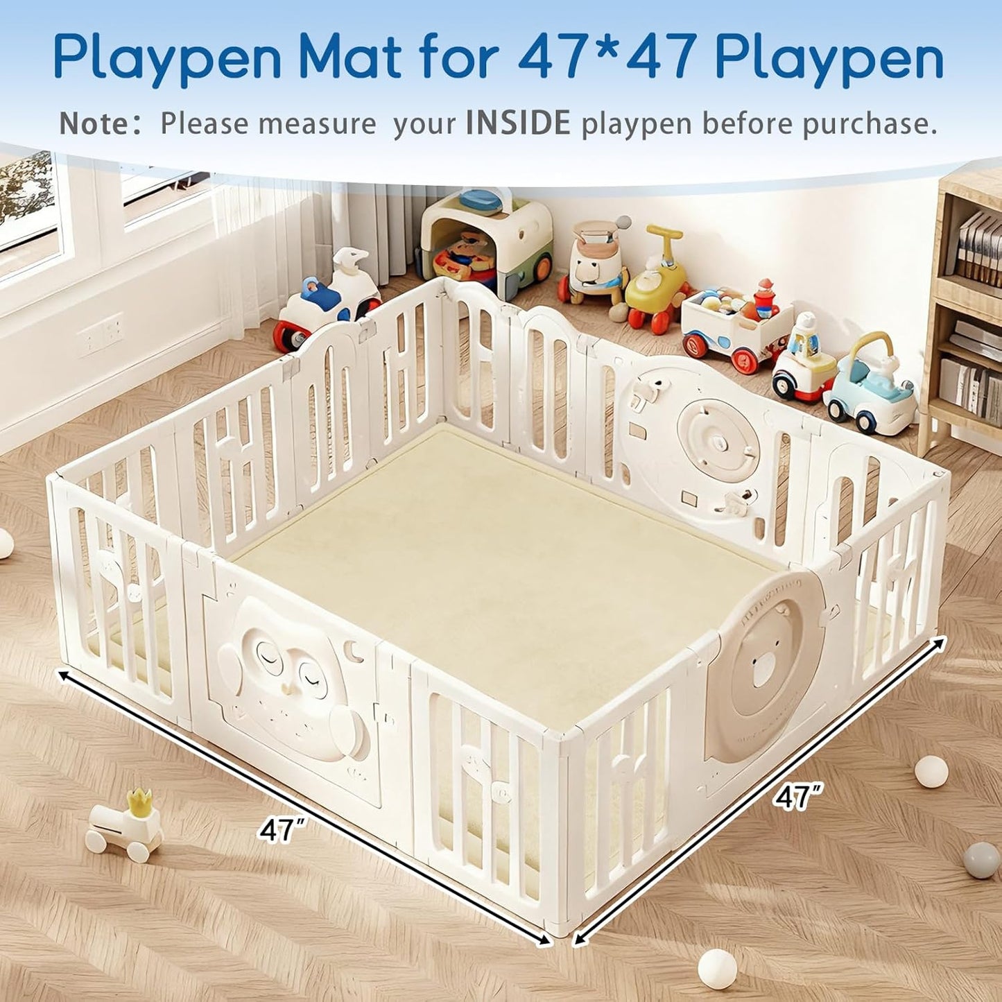 Baby Play Mat for Floor Nursery Rug Muscle Mat Area Rug Playroom Rug 79"x110" Playpen Mat Memory Foam 1.3" Thick Crawling Mat For Babies,Toddlers, Infants, Kids,Grey