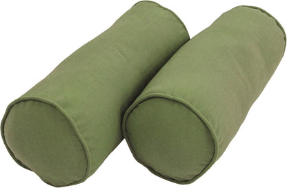 Blazing Needles Double-Corded Solid Twill Bolster Pillows with Inserts (Set of 2), 20" x 8", Burgundy