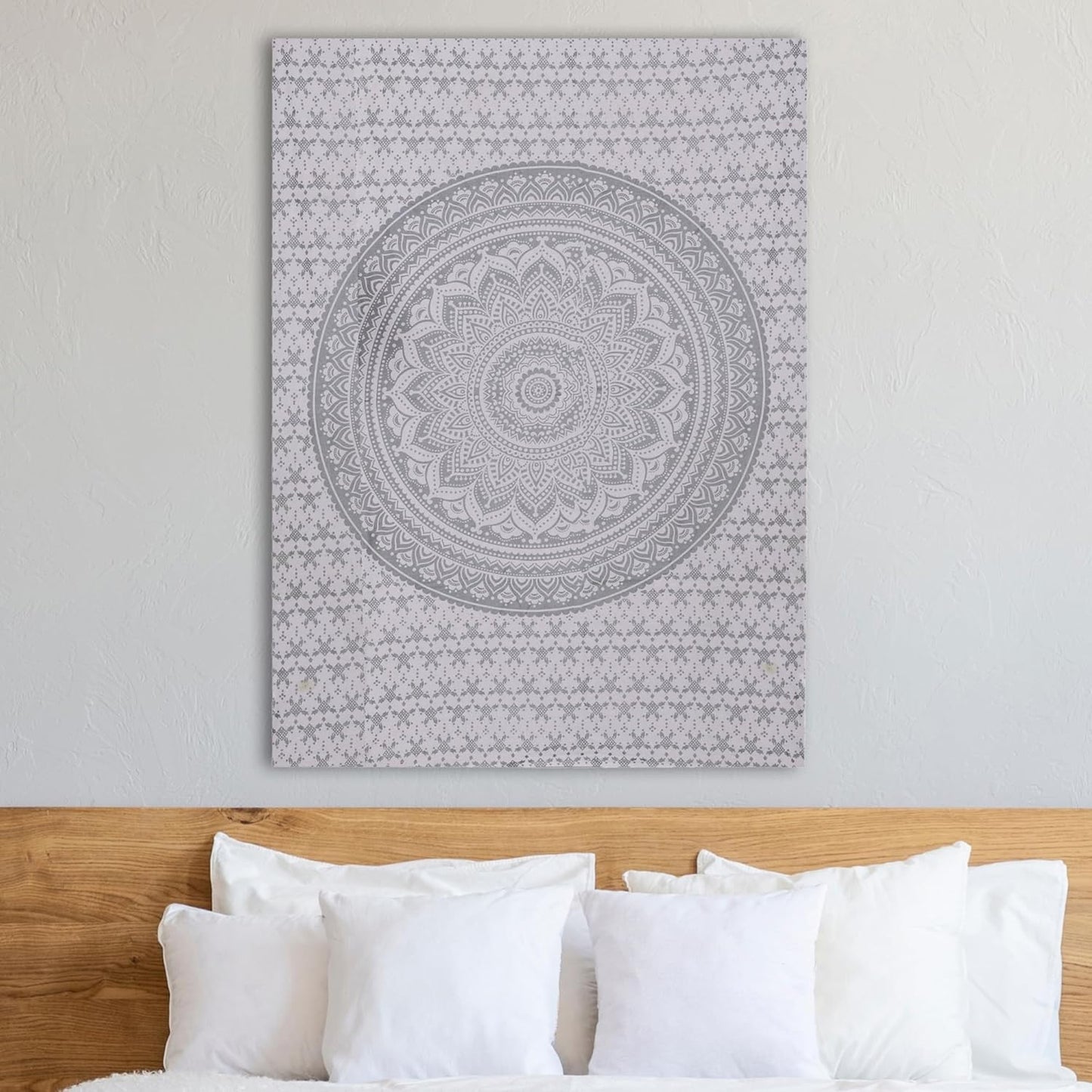 THE ART BOX Original Gold Tapestry Wall Hanging Mandala – Cotton Throw Tapestry – Boho Bedding White and Gold Medium Bedspread 54x60 Inches – Meditation & Yoga Rug Mat