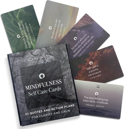 MESMOS 52 Mindfulness Cards with Action Plans. Relaxation Stress Relief Gifts for Men and Women, Positive Affirmation Cards, Anxiety Relief Items, Meditation Self Care Kit, Relaxing Spiritual Gifts