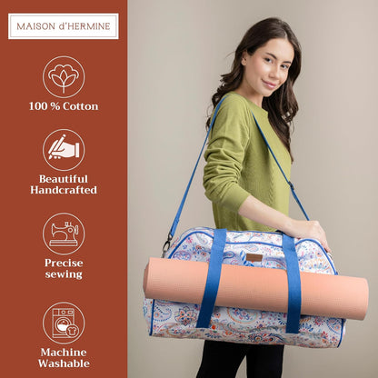 Maison d' Hermine Yoga Mat bag, Cylindrical bag for Woman&Men, yoga mat Bag &Adjustable shoulder straps Yoga Mat Carrier Bag with Drawstring Water Bottle Pocket and zipper pocket Easter Gifts