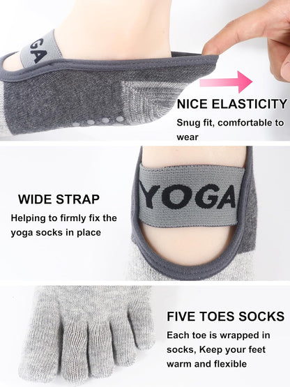 1/2 Pairs Grippy Socks Woman Pilates Socks with Grips for Women Yoga Barre Gripper Non Skid Slip Size 5.5-9.5