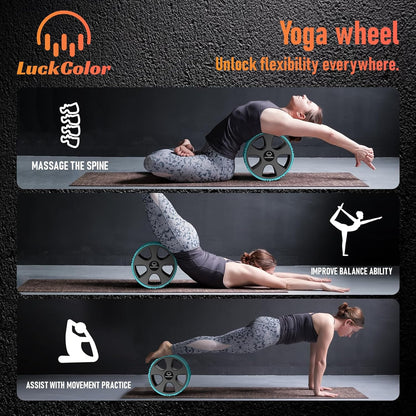 Back Roller, Back Wheel Targeted Back Pain Relief, Yoga Wheel Muscle Massage, Foam Roller for Trigger Point Therapy Physical, Stretching & Exercise, 880lbs Capacity, 10 Inch (Black+Acid Blue)