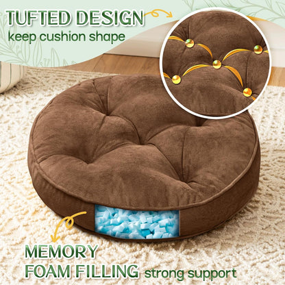 1 MIDDLE ONE Floor Pillow Set of 2, Memory Foam Meditation Cushion, Floor Cushions for Adults Sitting, Large Square Seat Cushions for Yoga, Living Room, 20x20 Inch (Grey)