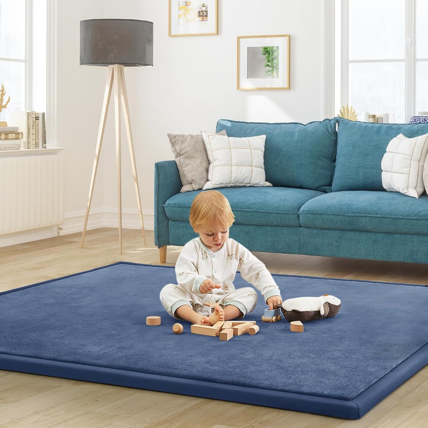 Baby Play Mat for Floor Nursery Rug Muscle Mat Area Rug Playroom Rug 79"x110" Playpen Mat Memory Foam 1.3" Thick Crawling Mat For Babies,Toddlers, Infants, Kids,Grey