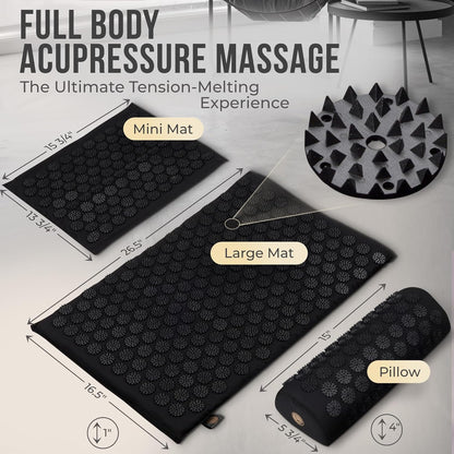 Dakini Acupressure Mat and Pillow Set with Mini Pad - Acupuncture Mat Full Body Pain Relief