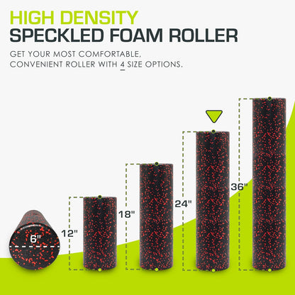 ProsourceFit High Density Foam Rollers 12 - inches long, Firm Full Body Athletic Massage Tool for Back Stretching, Yoga, Pilates, Post Workout Muscle Recuperation, Black