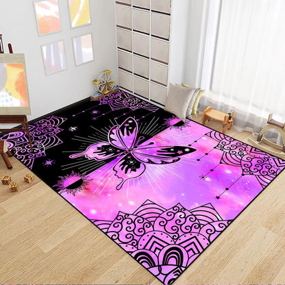 Black Girl Area Rug for Bedroom African Black Girls Floor Rugs for Living Room Playroom Cartoon Art Home Decor Soft Yoga Mats for Women Afro Purple 47" x 31" (2.7 x 3 Feet)