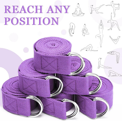 Leyndo Yoga Strap Stretching Pilates Exercise Adjustable Straps 6 ft Non Elastic Yoga Belt with Adjustable D Ring Buckle for Pilates Gym Workouts Fitness