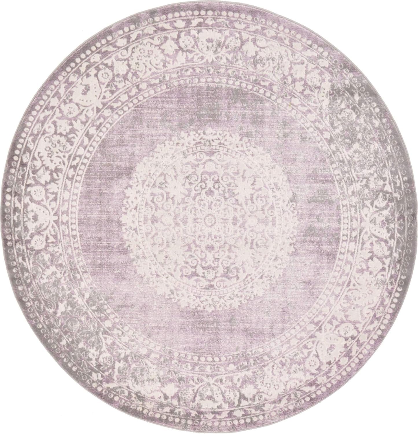 Unique Loom New Classical Collection Area Rug - Olwen (4'Round, Purple/ Gray)
