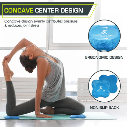 ProsourceFit Yoga Knee Support Pads Set of 2, Non-Slip Knee Pad for Yoga, Pilates, Meditation, and Stretching; Exercise Yoga Accessories for Knee Support for Men and Women, Portable Yoga Pad Cushions