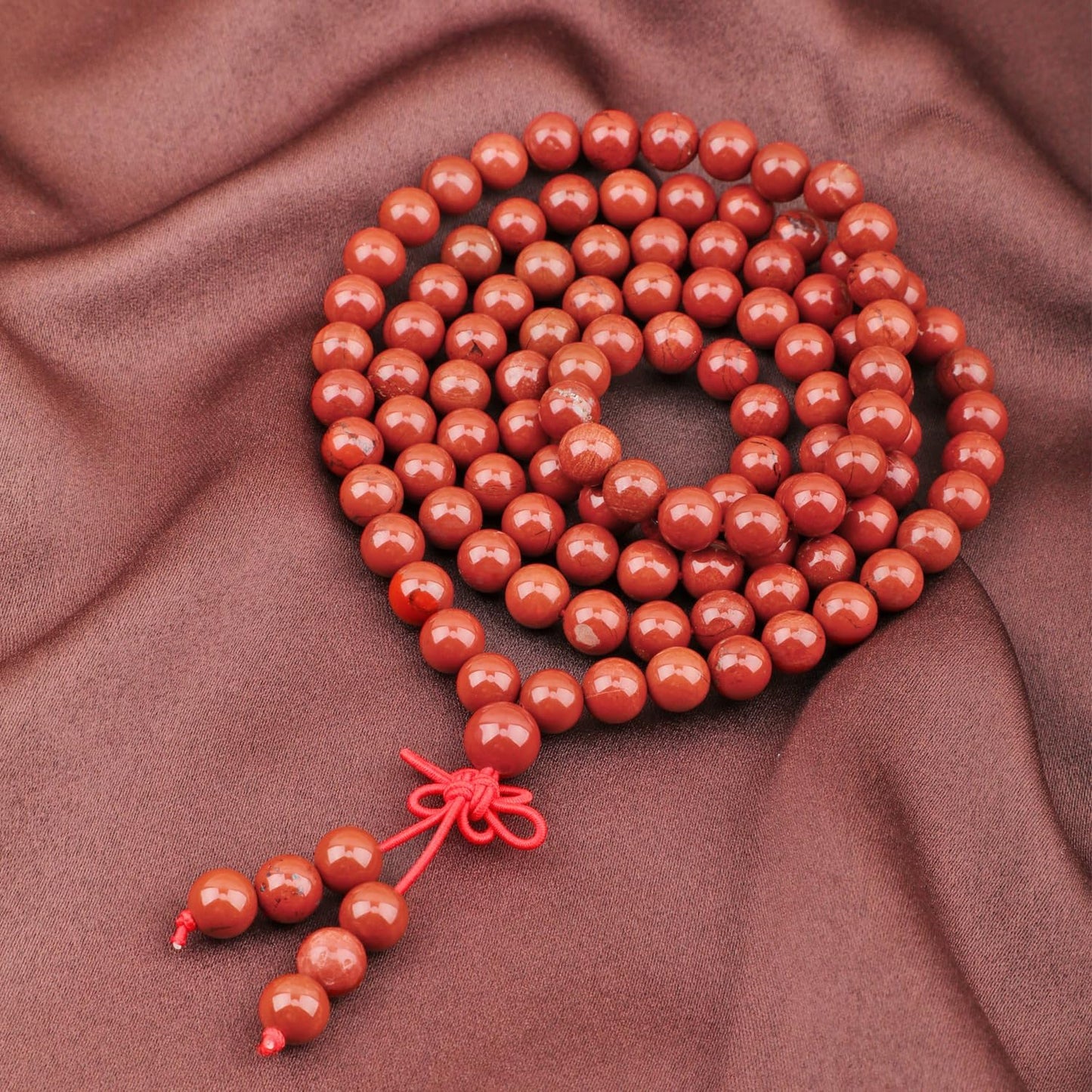 AD Beads 6mm 8mm 108 Prayer Mala Jasper Elastic Bracelet - Handmade Yoga Meditation Healing Power Energy Gifts for Unisex Adult.