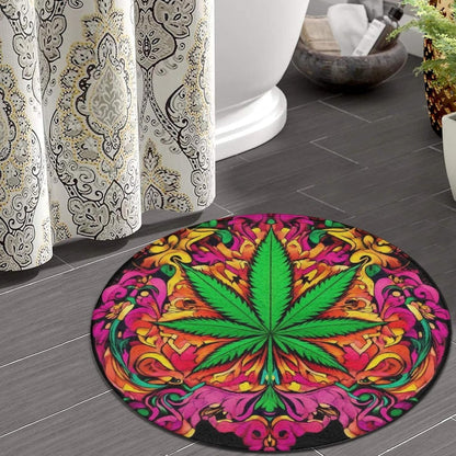 Machine Washable Modern Round Area Rug, Room Sofa Yoga Soft Round Carpet, Home Decor Non Slip Kitchen Office Circle Rug Union Jack Flag UK Mandala Art, 60inch