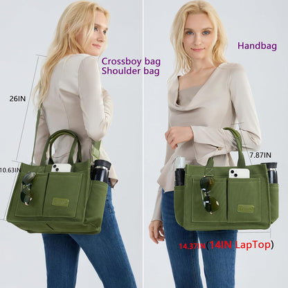 ZHMO Canvas Tote Bag for Women,Women's Bags Crossbody Bags Work Laptop Tote Bag Large Handbags Purse for Travel Nurse Teacher